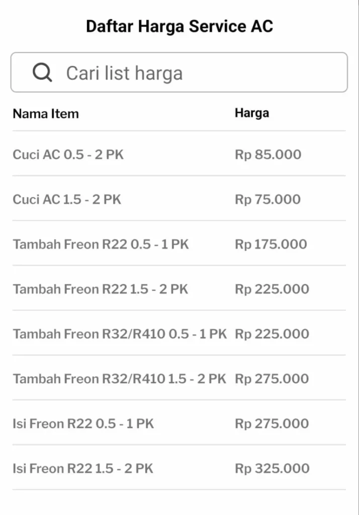 harga service ac tangerang terdekat